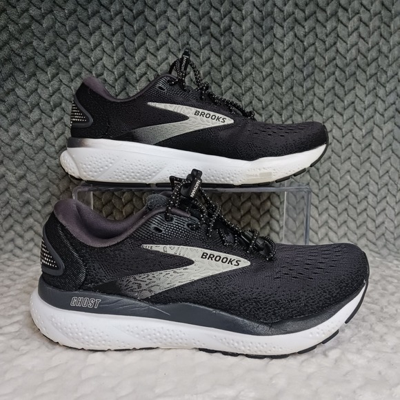 Brooks Shoes - Brooks Ghost 16 Black Grey Women's Walking Running Sneakers Shoes Size 6